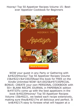 free read (✔️pdf❤️) Hooray! Top 50 Appetizer Recipes Volume 15: Best-ever A