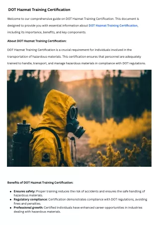 DOT Hazmat Training Certification