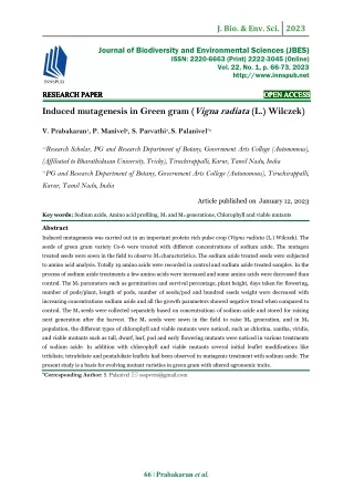 Induced mutagenesis in Green gram (Vigna radiata (L.) Wilczek)