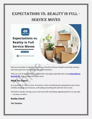 Expectations vs. Reality in Full -Service Moves