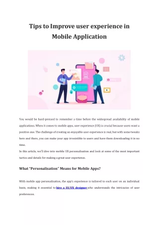 Tips to Improve user experience in Mobile Application
