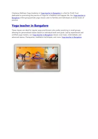 Yoga teacher in Bangalore