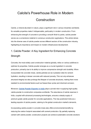 Calcite's Powerhouse Role in Modern Construction