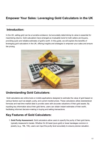 Empower Your Sales Leveraging Gold Calculators in the UK