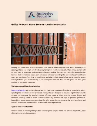 Grilles for Doors Home Security - Amberley Security