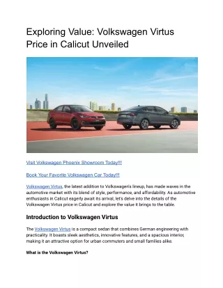 Exploring Value_ Volkswagen Virtus Price in Calicut Unveiled