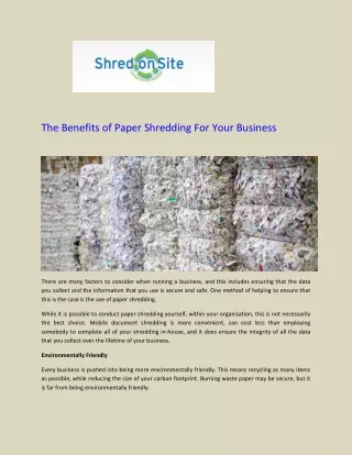 The Benefits Of Paper Shredding For Your Business - Shred on Site