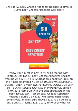 download⚡️ free (✔️pdf✔️) Oh! Top 50 Easy Cheese Appetizer Recipes Volume 2