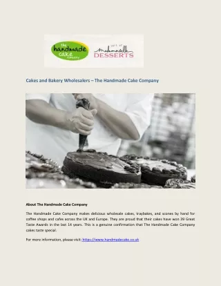 Cakes and Bakery Wholesalers – The Handmade Cake Company