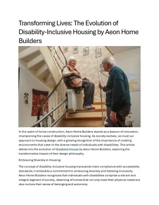 Transforming Lives The Evolution of Disability-Inclusive Housing by Aeon Home Builders