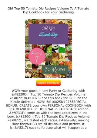 full✔download️⚡(pdf) Oh! Top 50 Tomato Dip Recipes Volume 7: A Tomato Dip C