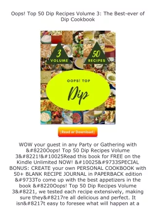 Pdf⚡(read✔online) Oops! Top 50 Dip Recipes Volume 3: The Best-ever of Dip C