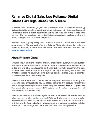 Reliance Digital Sale_ Use Reliance Digital Offers For Huge Disocunts