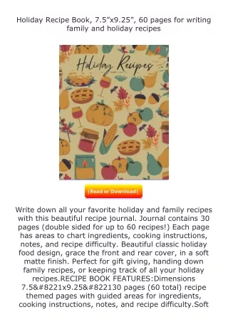 download⚡[PDF]❤ Holiday Recipe Book, 7.5”x9.25”, 60 pages for writing famil