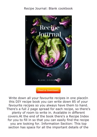 pdf❤(download)⚡ Recipe Journal: Blank cookbook