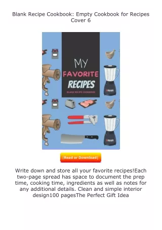 PDF✔Download❤ Blank Recipe Cookbook: Empty Cookbook for Recipes Cover 6