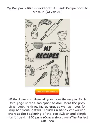 ❤PDF⚡ My Recipes - Blank Cookbook: A Blank Recipe book to write in (Cover 2