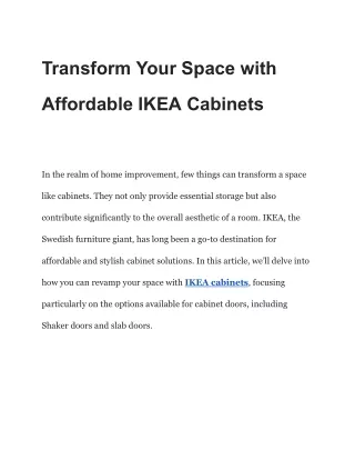 Transform Your Space with Affordable IKEA Cabinets