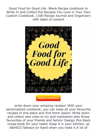 ❤️get (⚡️pdf⚡️) download Good Food for Good Life: Blank Recipe cookbook to