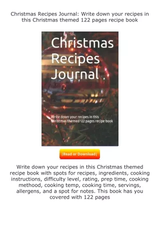 ✔️READ ❤️Online Christmas Recipes Journal: Write down your recipes in this