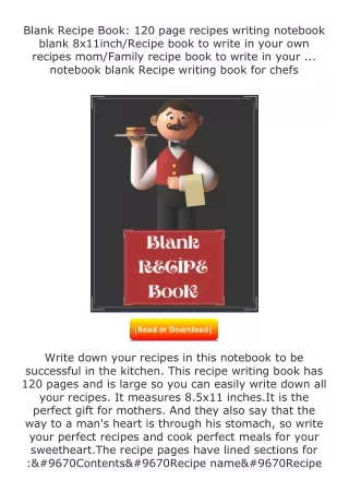 Download❤[READ]✔ Blank Recipe Book: 120 page recipes writing notebook blank