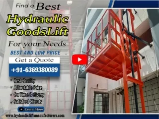 Top hydraulic Goods lift manufacturers in Chennai