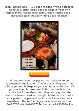 PDF✔Download❤ Blank Recipe Book: 120 page recipes writing notebook blank 8x