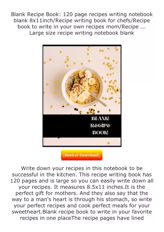 ❤PDF⚡ Blank Recipe Book: 120 page recipes writing notebook blank 8x11inch/R