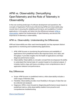 APM vs. Observability_ Demystifying OpenTelemetry and the Role of Telemetry in Observability