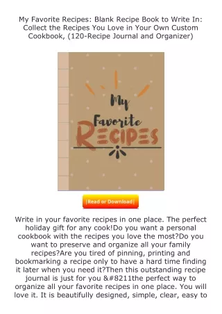 pdf❤(download)⚡ My Favorite Recipes: Blank Recipe Book to Write In: Collect