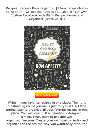 free read (✔️pdf❤️) Recipes: Recipes Book Organizer | Blank recipes books t