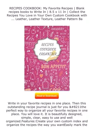 [PDF]❤READ⚡ RECIPES COOKBOOK: My Favorite Recipes | Blank recipes books to