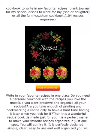 Pdf⚡(read✔online) cookbook to write in my favorite recipes: blank journal f