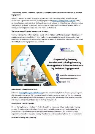 Empowering Training Excellence Exploring Training Management Software Solutions by Bullseye Engagement