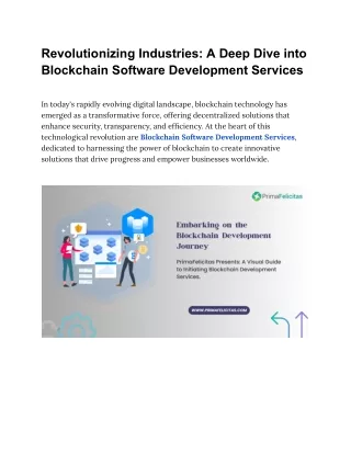 Revolutionizing Industries_ A Deep Dive into Blockchain Software Development Services