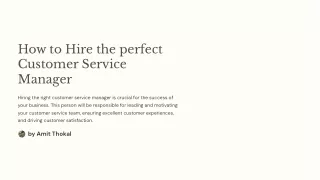 How to Hire a Customer Service Manager