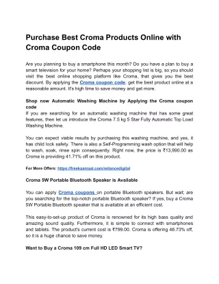 Purchase Best Croma Products Online with Amazing Offers