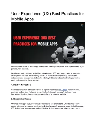 User Experience (UX) Best Practices for Mobile Apps