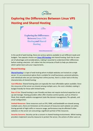 Exploring the Differences Between Linux VPS Hosting and Shared Hosting