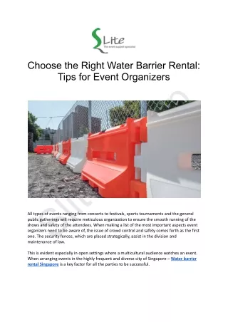 Choose the Right Water Barrier Rental: Tips for Event Organizers