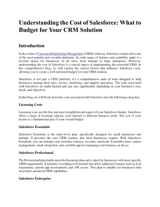 Understanding the Cost of Salesforce What to Budget for Your CRM Solution