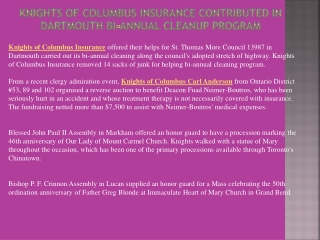Knights of Columbus Insurance Contributed in Dartmouth Bi-An