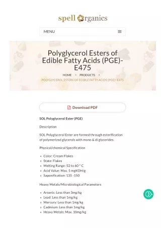 Polyglycerol Esters of Fatty Acids (PGE)