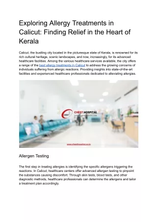 Exploring Allergy Treatments in Calicut