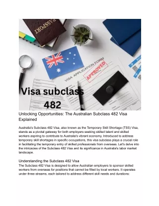 Unlocking Opportunities: The Australian Subclass 482 Visa Explained