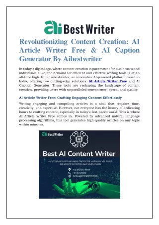 Ai Article Writer Free