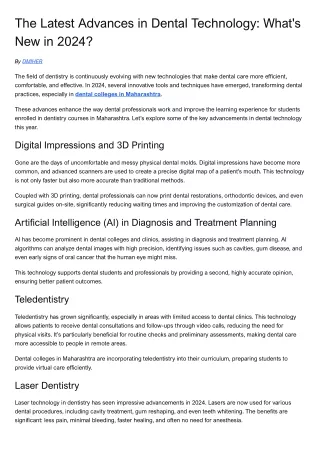 Latest Technological Innovations in Maharashtra's Dental Colleges