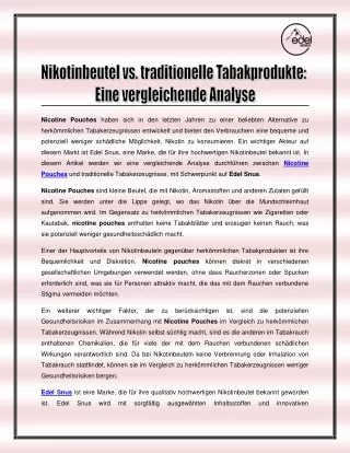 Nikotinbeutel vs. traditionelle Tabakprodukte - Eine vergleichende Analyse