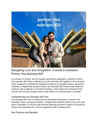 Navigating Love and Immigration: A Guide to Australia's Partner Visa Subclass 82