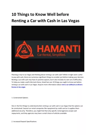 cash car rental las vegas